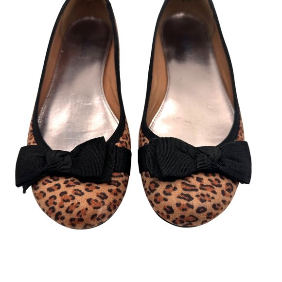 Alfani Size 7.5 Leopard Print Ballet Flats Bow Womens Cushioned Insole Black - Picture 3 of 12